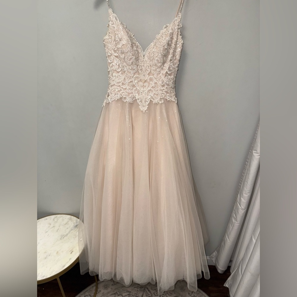 Elegant Cream Lace Wedding Dress - Picture 5 of 6
